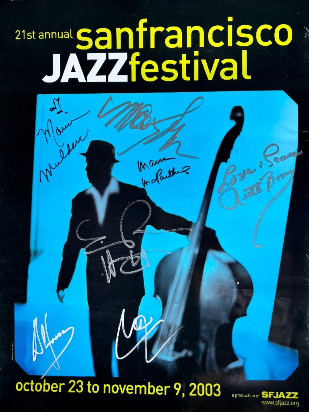 Original 2003 San Francisco Jazz Festival Poster Hand Signed by Artists